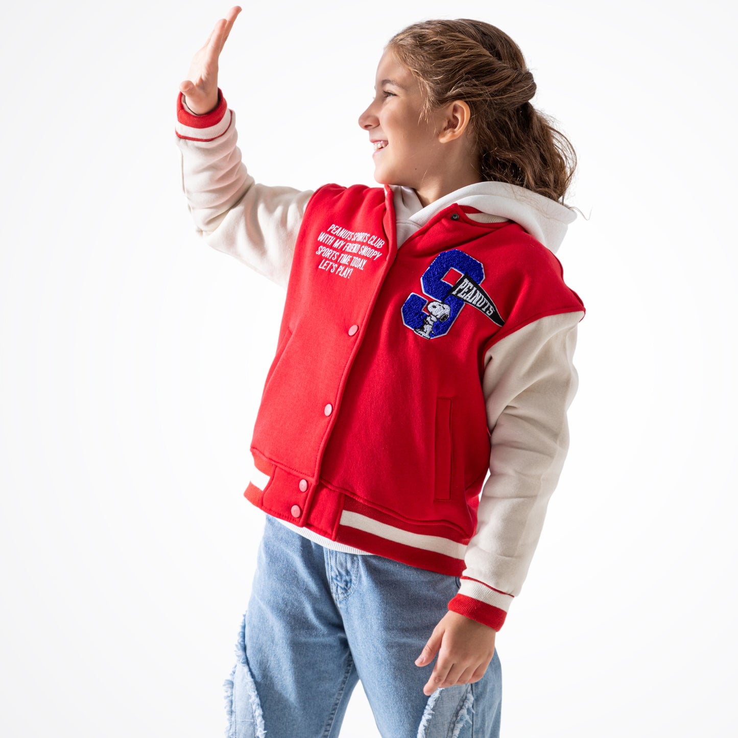 Snoopy Red Cotton Baseball Jacket