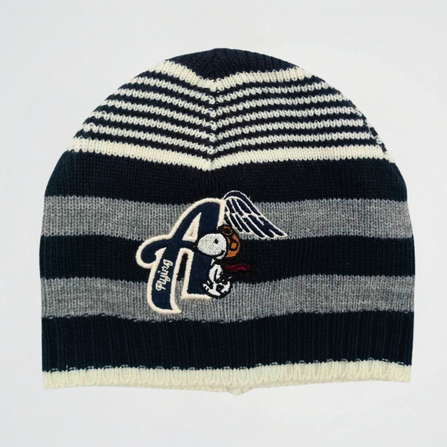 Flying Snoopy Striped Navy Fleece Ice Cap