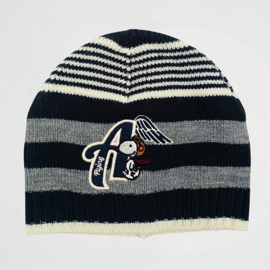 Flying Snoopy Striped Navy Fleece Ice Cap