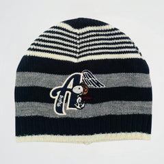 Flying Snoopy Striped Navy Fleece Ice Cap