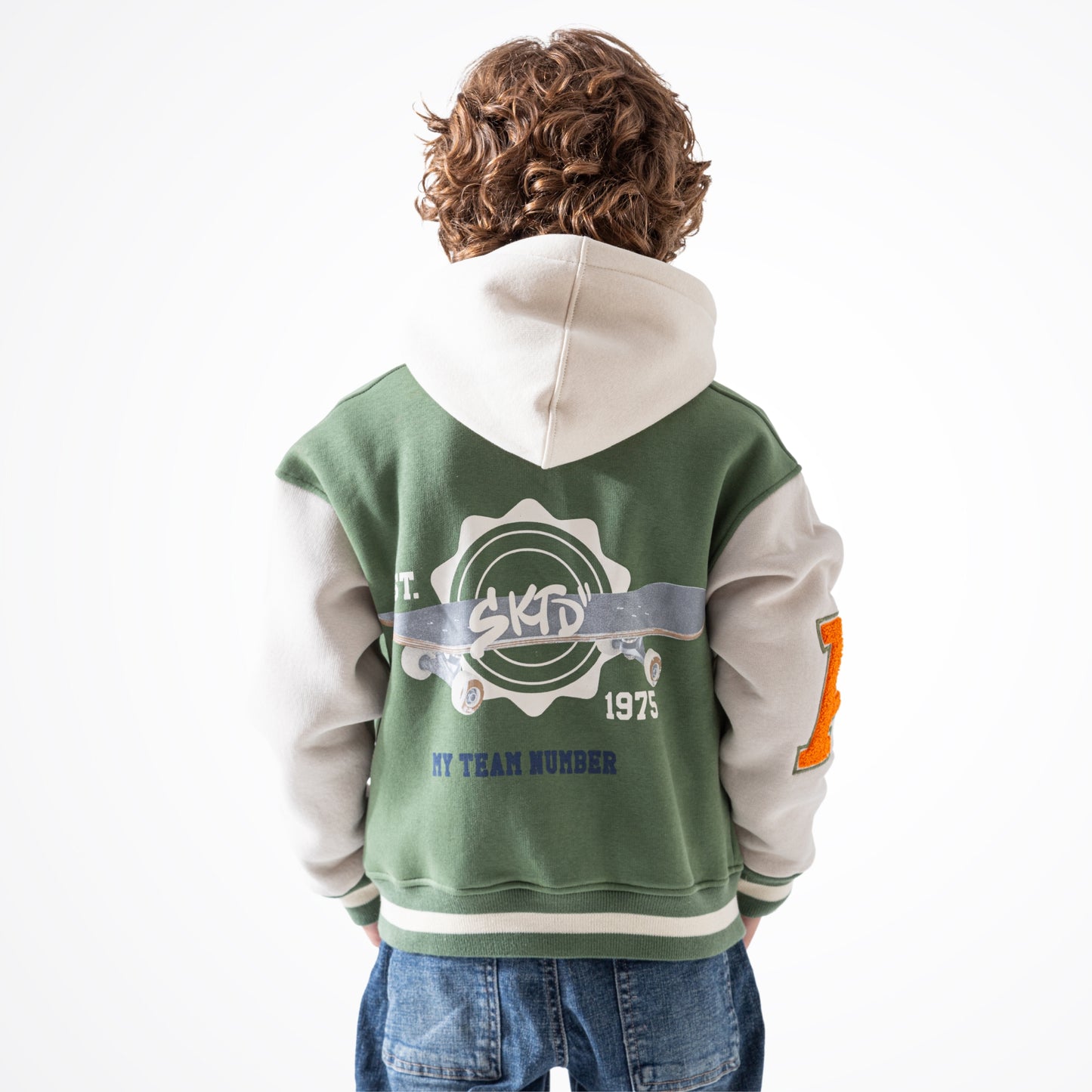 Skateboard Green Cotton Baseball Jacket