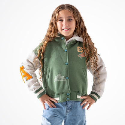 Skateboard Green Cotton Baseball Jacket