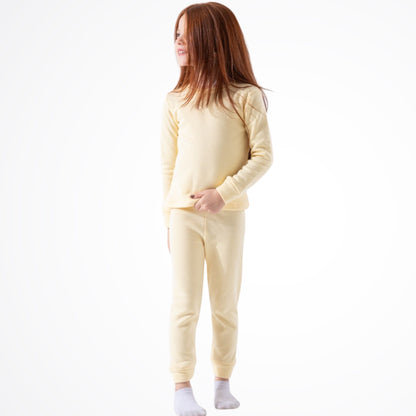 Basic Light Yellow Cotton Thermal Pyjama Set