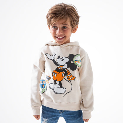 Mickey Mouse Off White Cotton Hoodie