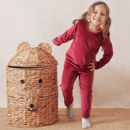 Basic Burgundy Fleece Pyjama Set