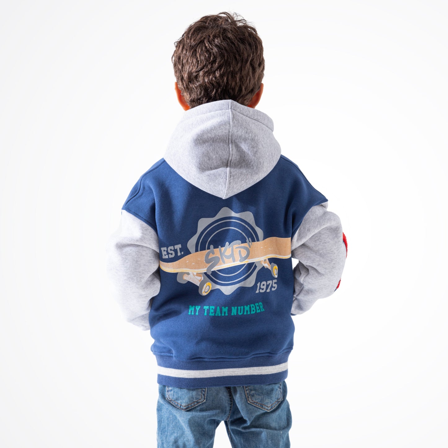 Skateboard Blue Cotton Baseball Jacket