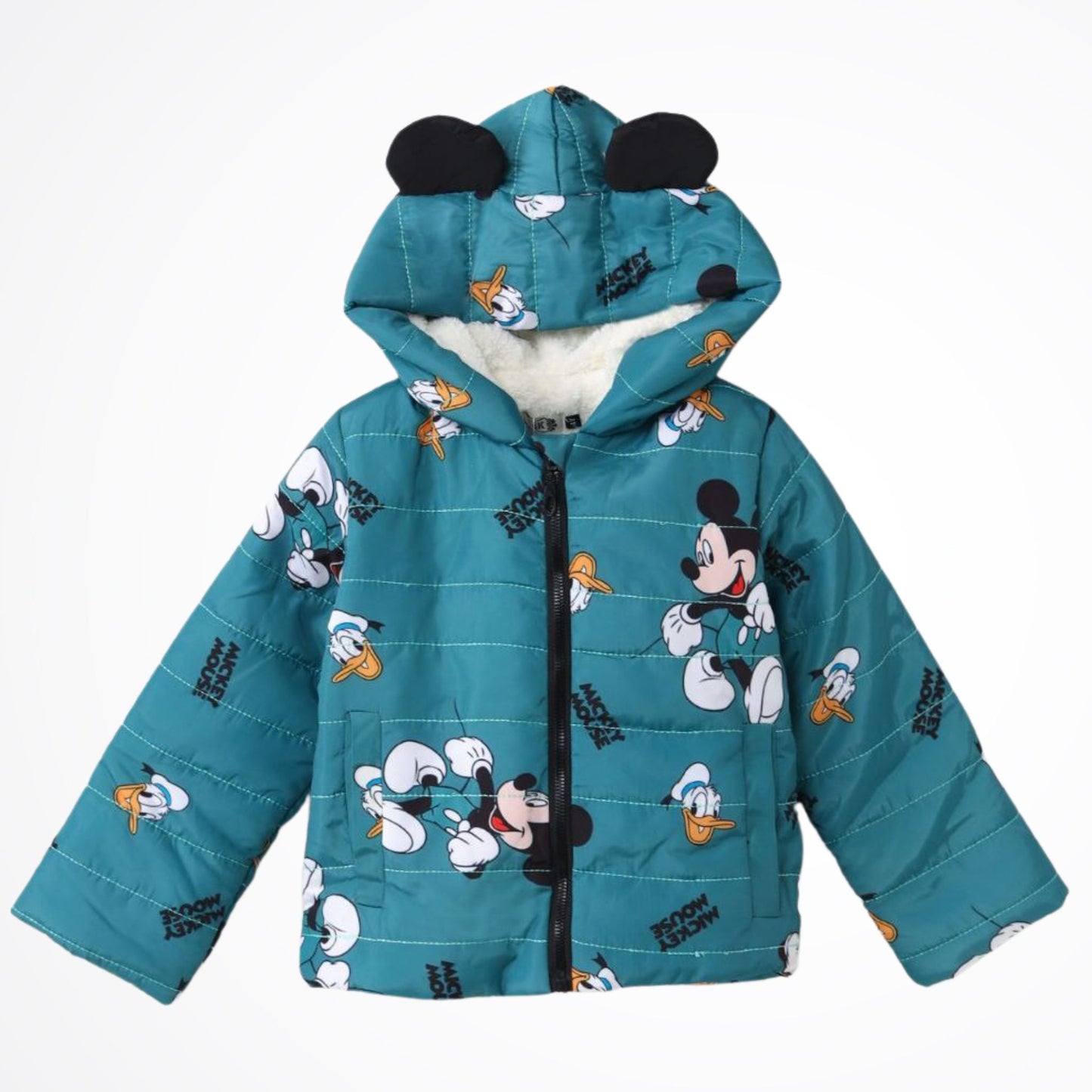 Mickey Mouse & Donald Duck Green Lined Puffer Jacket