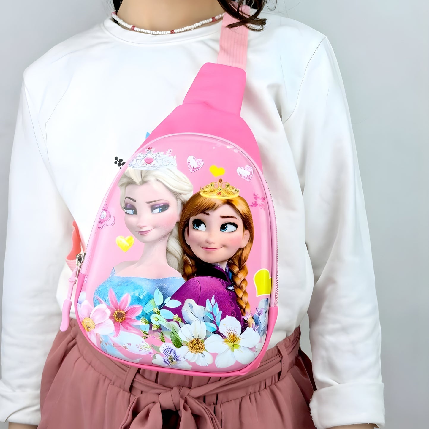 Elsa and Anna Pink Crossbody Bag