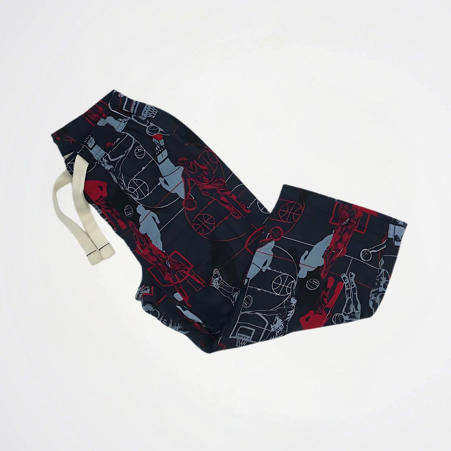 Basketball Black Cotton Pyjama Pants