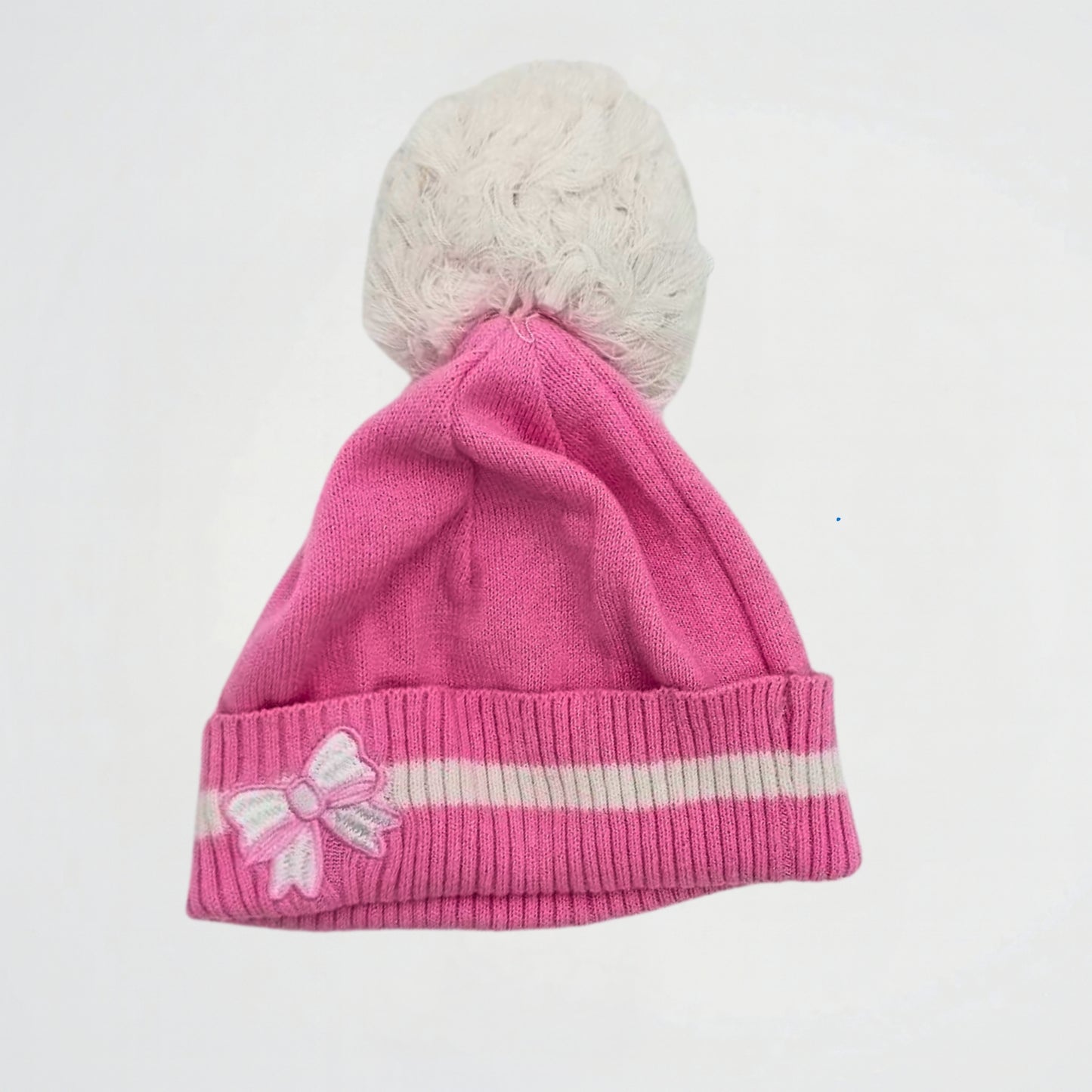 Bowknot Striped Pink Fleece Ice Cap