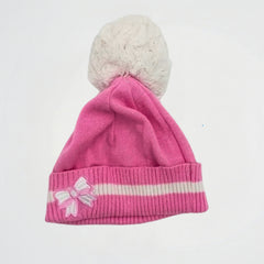 Bowknot Striped Pink Fleece Ice Cap