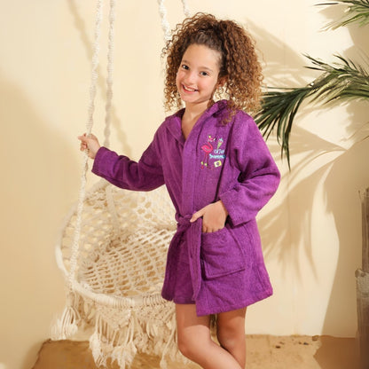 Flamingo Purple Cotton Swim Robe