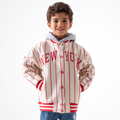 New York Red Cotton Baseball Jacket