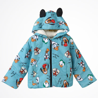 Donald Duck & Pluto Mint Green Lined Puffer Jacket