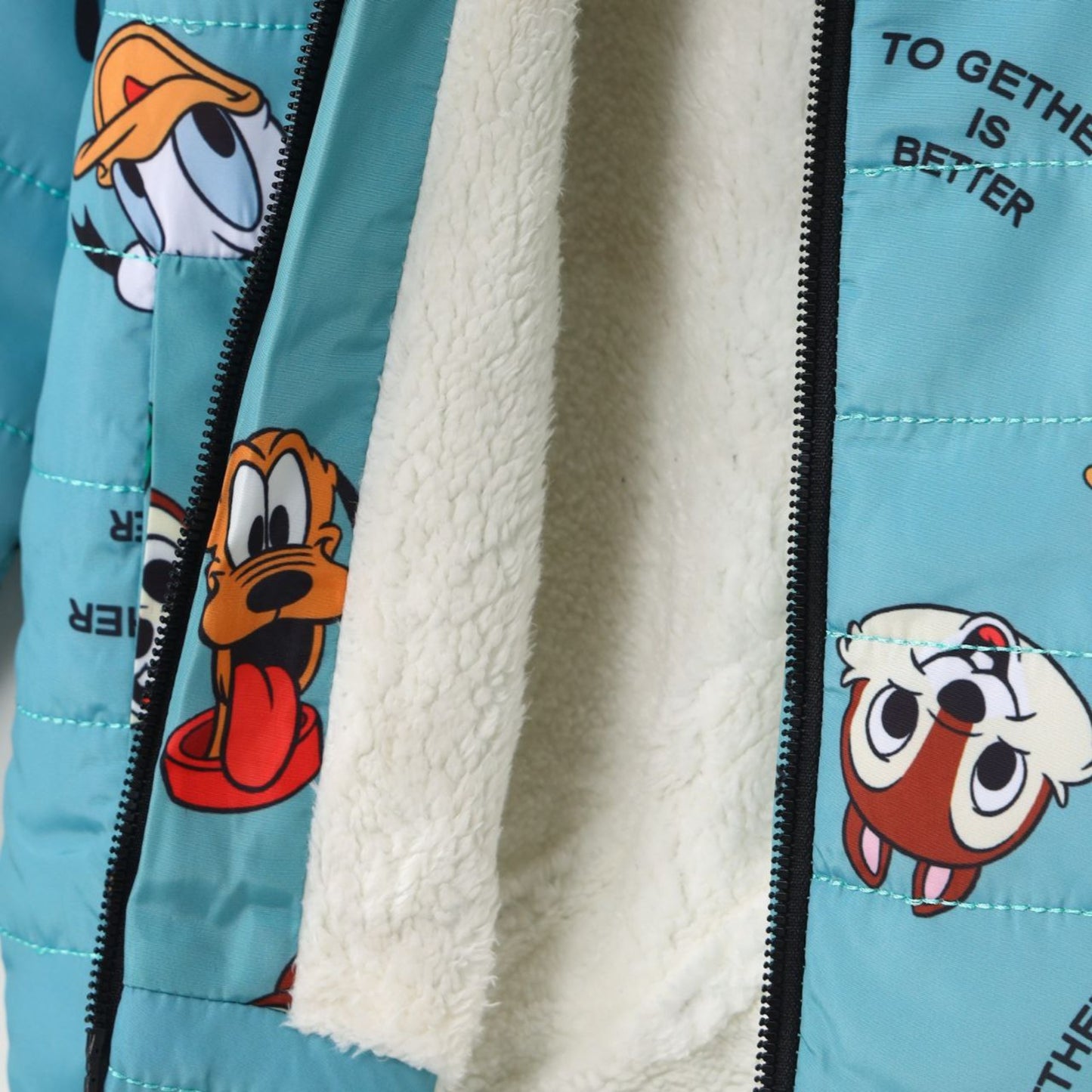 Donald Duck & Pluto Mint Green Lined Puffer Jacket