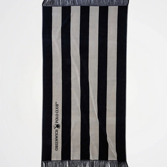 Greenwich Polo Club Striped Black Cotton Beach Towel