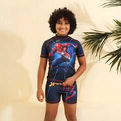 Spiderman Advanced Suit Navy Rash Guard Swim Set