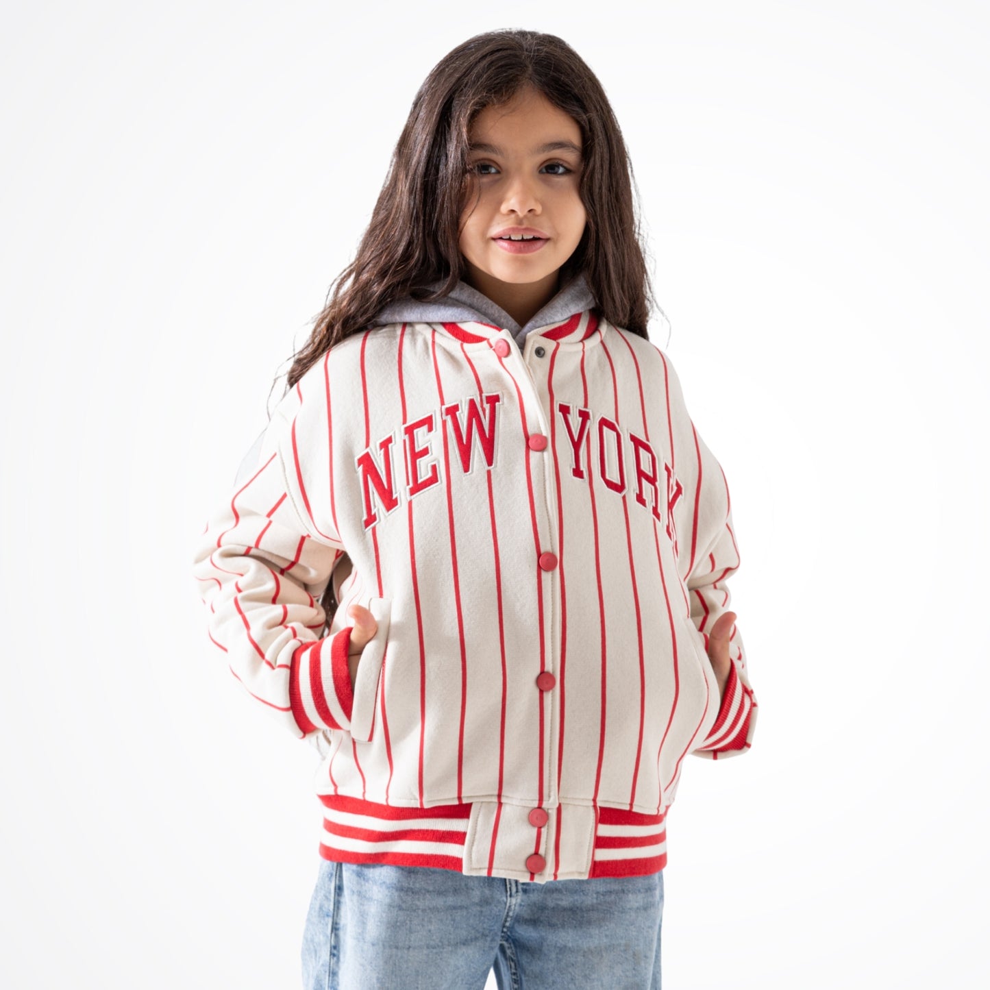 New York Red Cotton Baseball Jacket