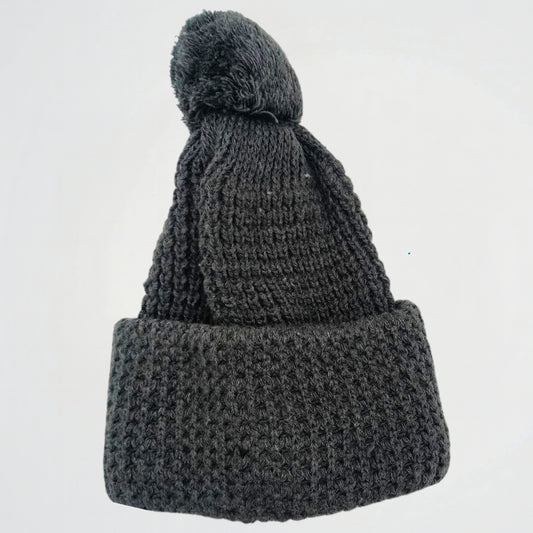 Pom-Pom Grey Wool Ice Cap
