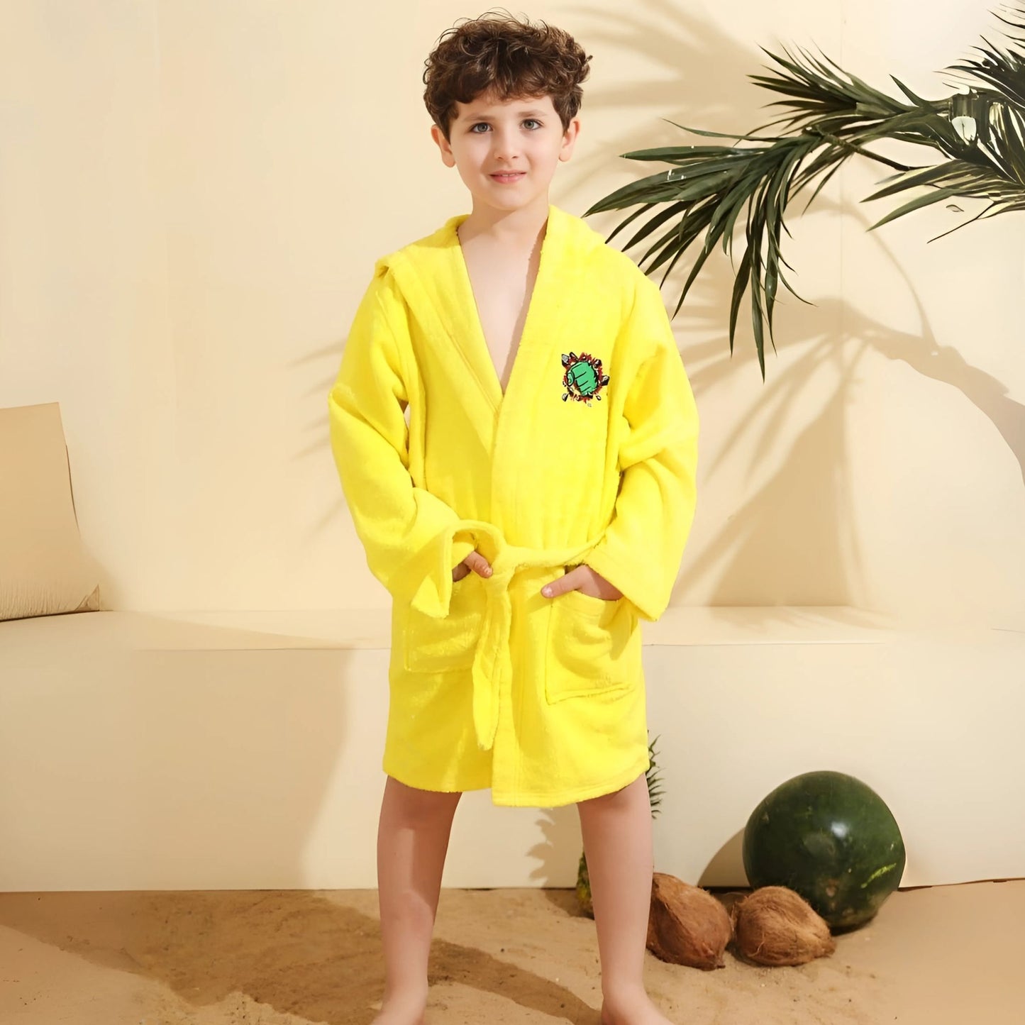 The Incredible Hulk Yellow Cotton Swim Robe