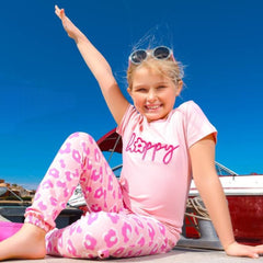 Happy Flower Pink Cotton Pants Pyjama Set