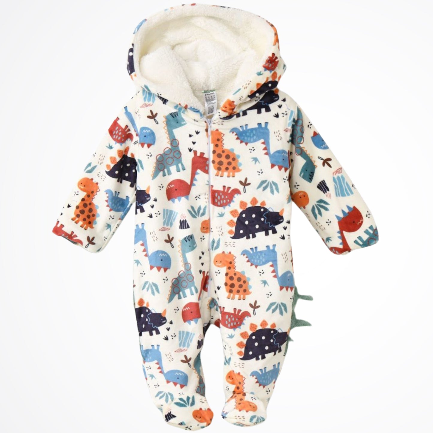 Dinosaurs White Fleece Hooded Onesies