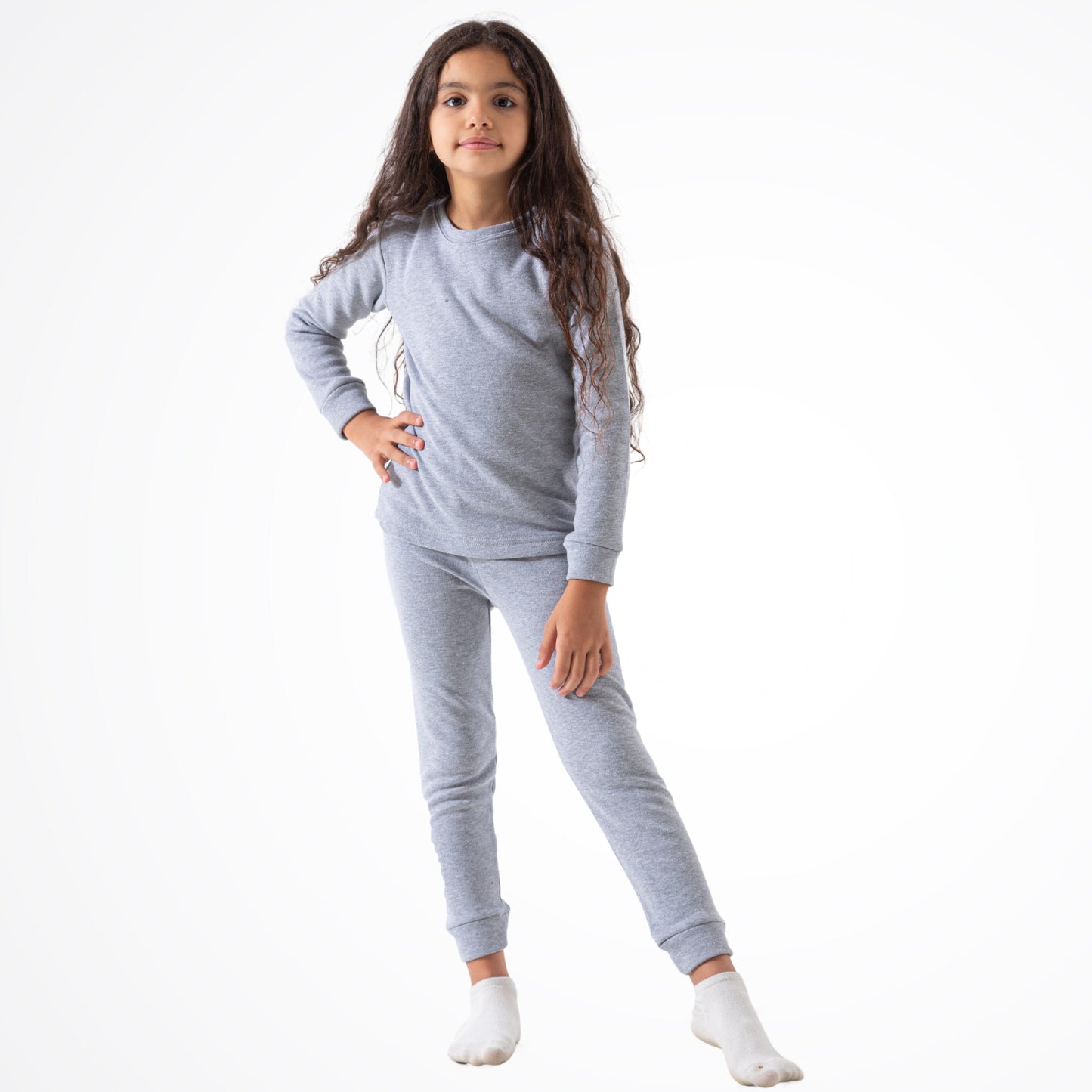 Basic Grey Cotton Thermal Pyjama Set