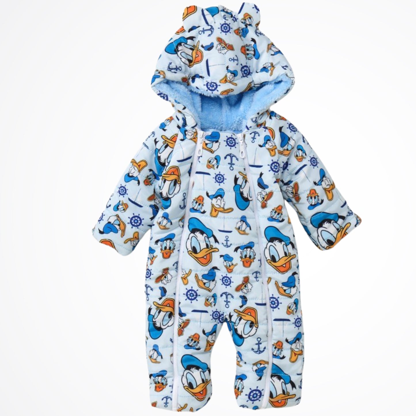 Donald Duck Light Blue Lined Puffer Hooded Rainsuit