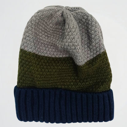 Striped Olive Green Wool Ice Cap