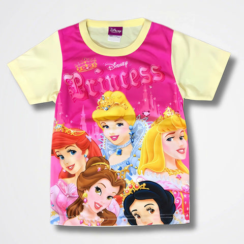 Disney Princess Yellow Cotton T-Shirt (Model 1)
