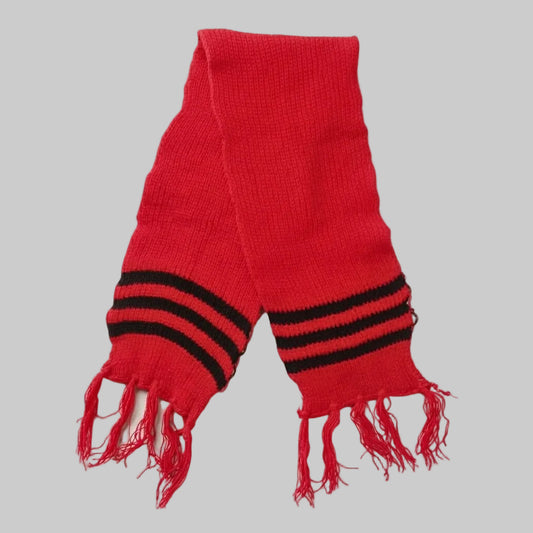 Striped Red knitwear Scarf (Model 2)