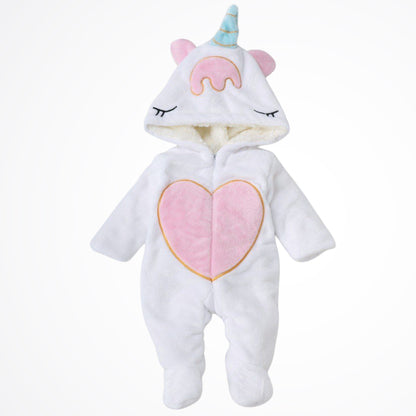 Unicorn Heart White Fleece Hooded Onesies