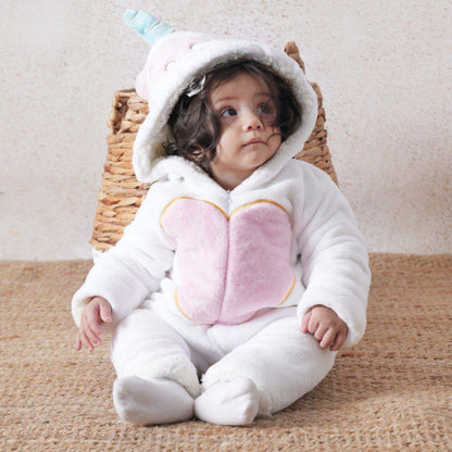 Unicorn Heart White Fleece Hooded Onesies