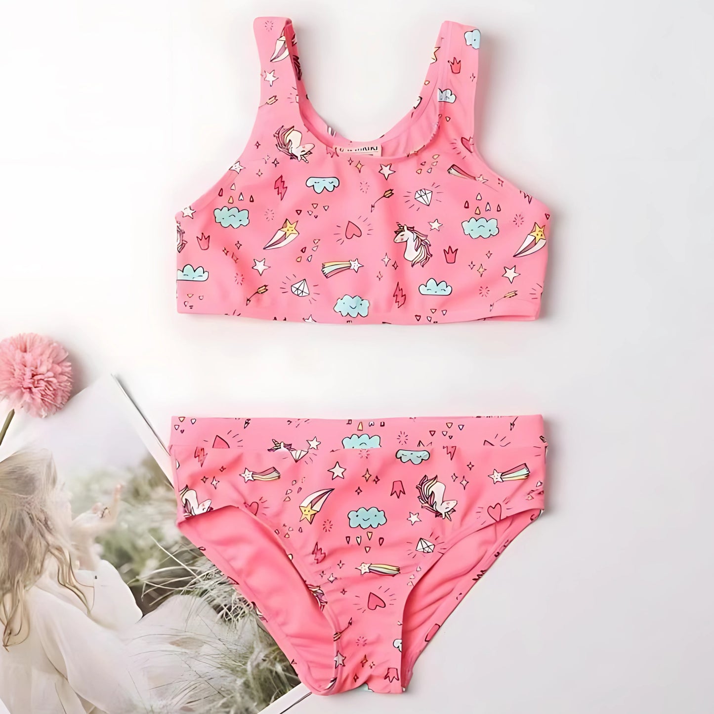 Unicorn Pattern Pink Bikini
