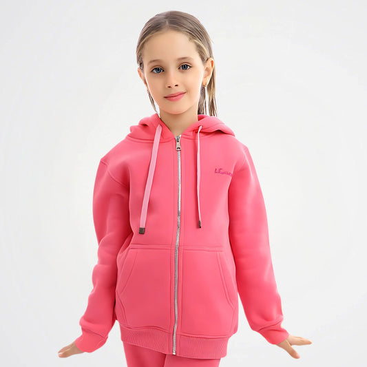 Basic Pink Cotton Zipper Jacket