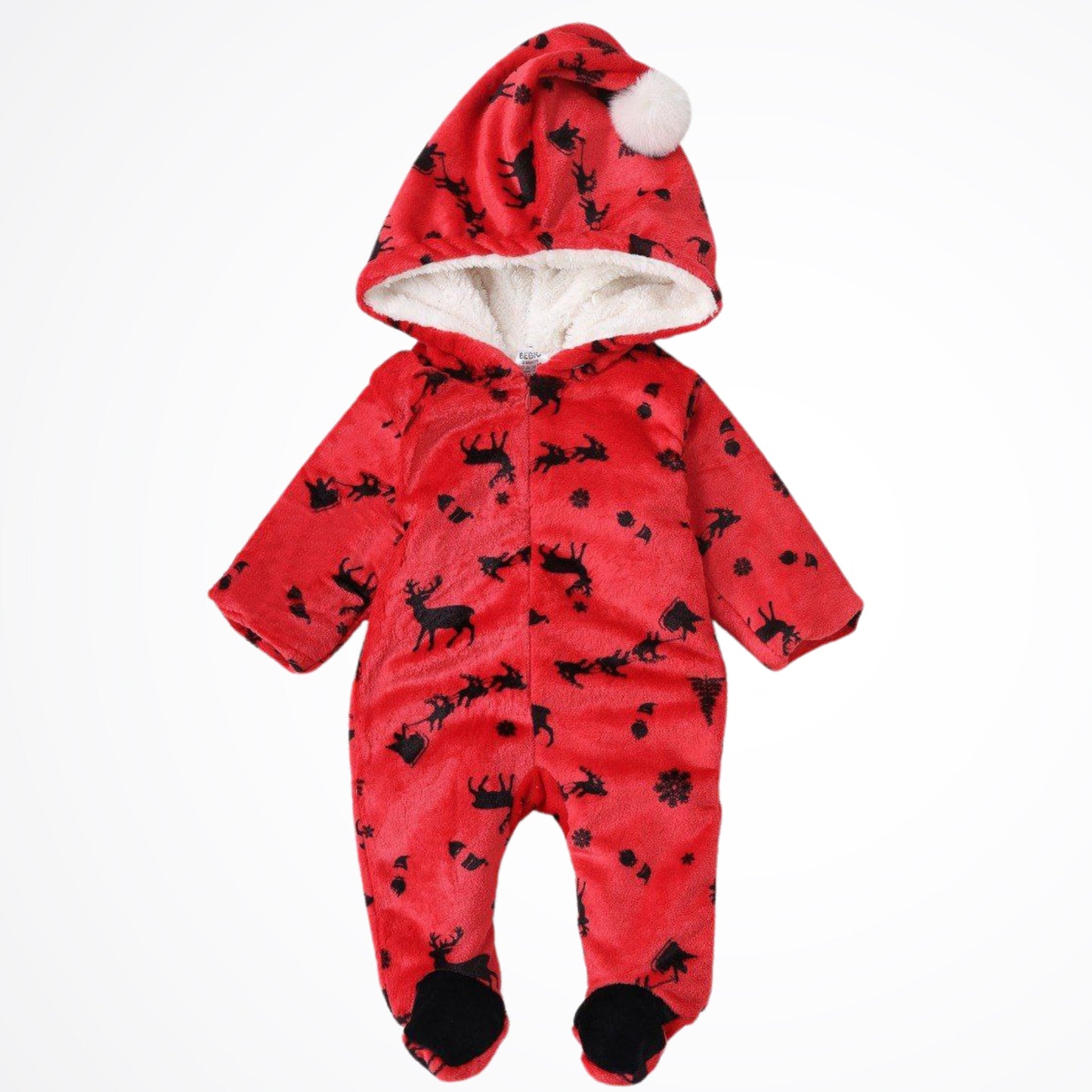 Christmas Reindeer Red Fleece Hooded Onesies