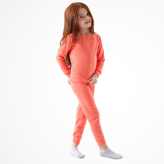 Basic Peach Cotton Thermal Pyjama Set