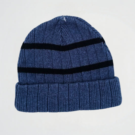 Striped Dark Blue Fleece Ice Cap