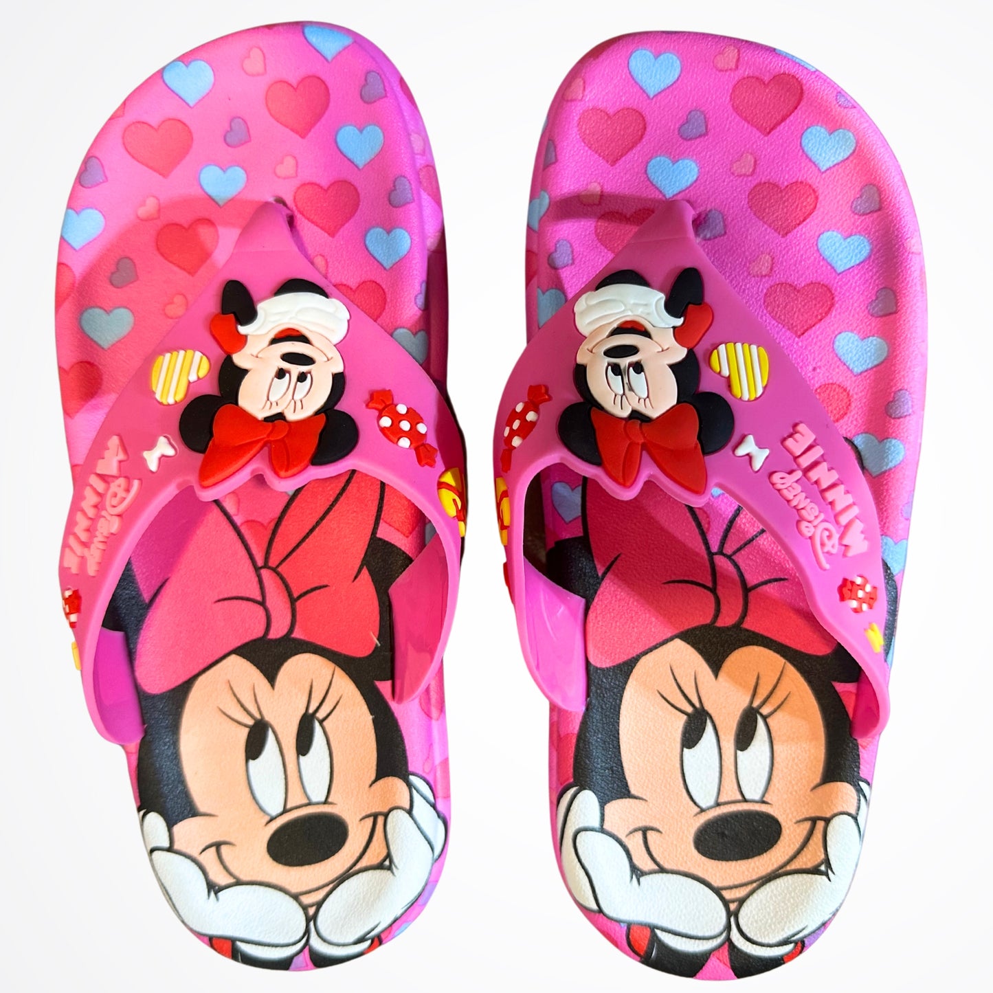 Minnie Mouse Hearts Fuchsia Flipflop