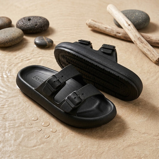 Two Straps Rubber Slides