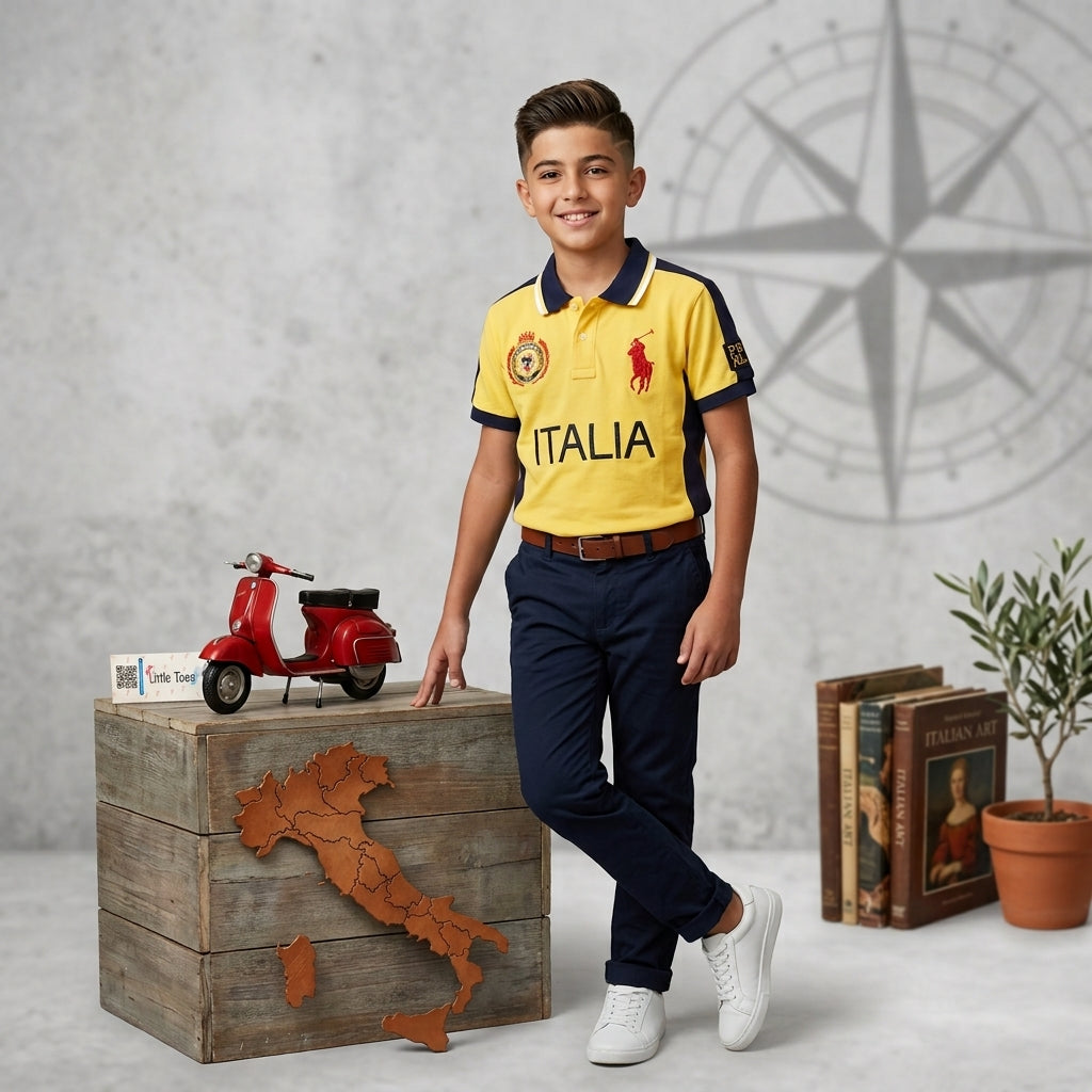 Striped Cotton Short-Sleeved Polo Shirt