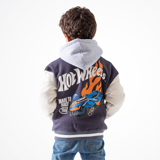 Hot Wheels Grey Cotton Baseball Jacket