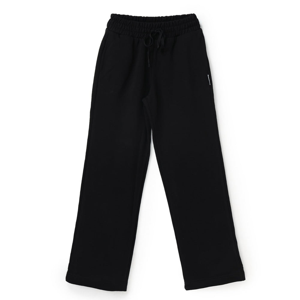 Basic Black Cotton Wide Leg Sweat Pants