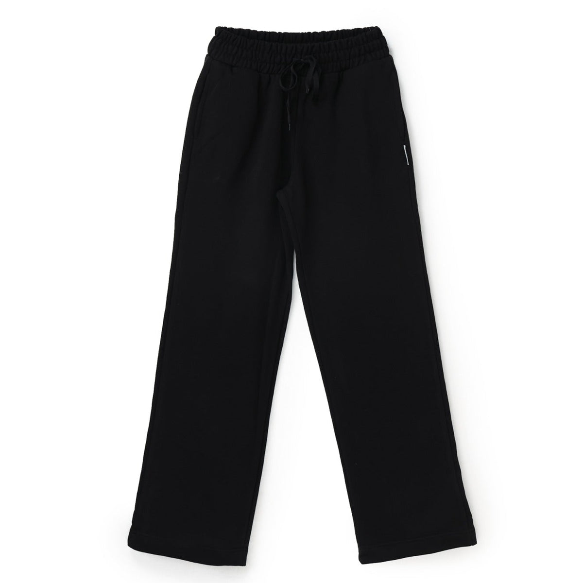 Basic Black Cotton Wide Leg Sweat Pants
