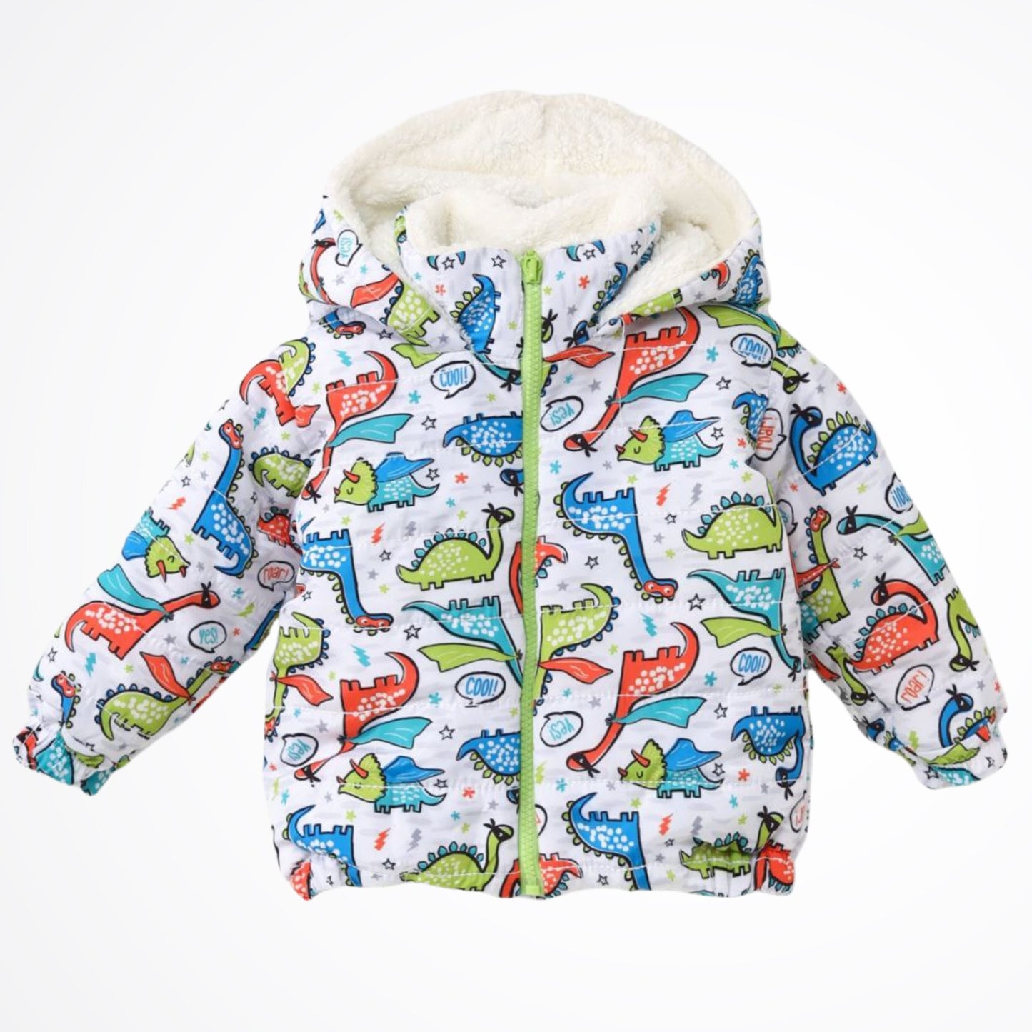 Dinosaurs White Lined Puffer Jacket