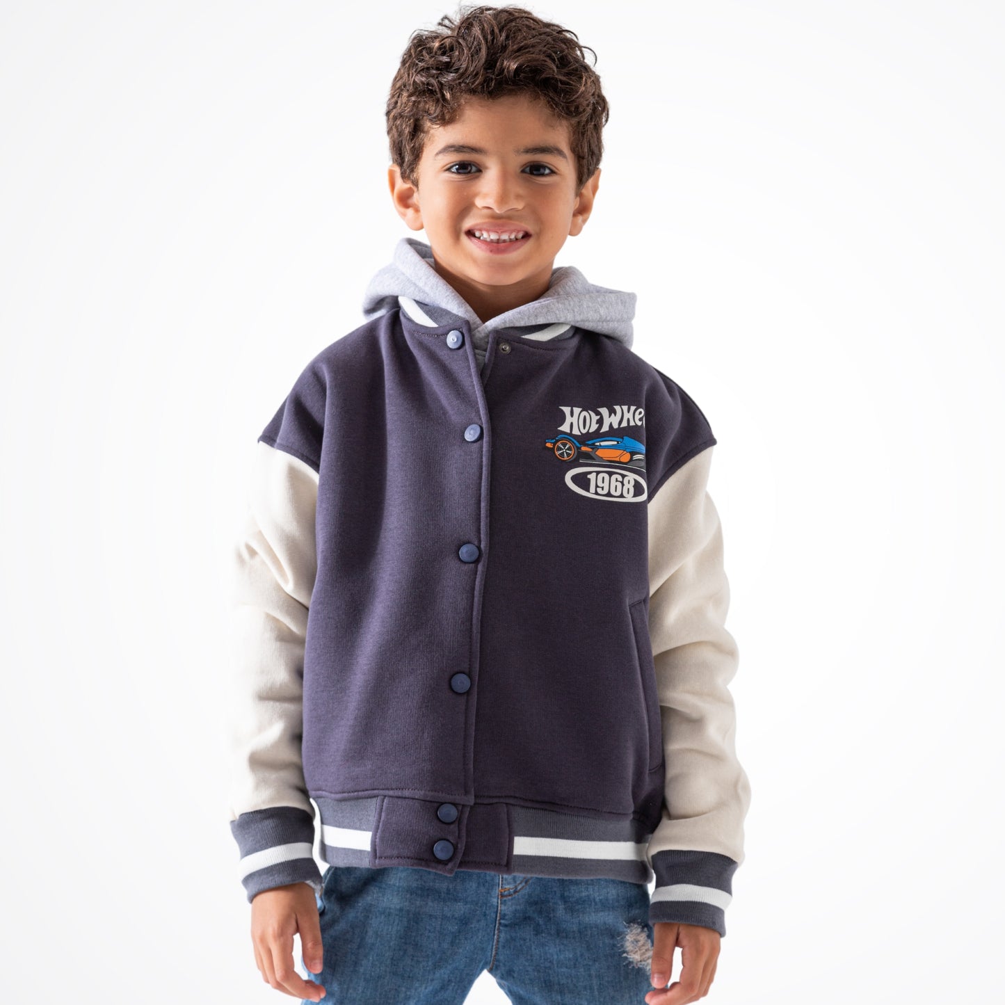 Hot Wheels Grey Cotton Baseball Jacket