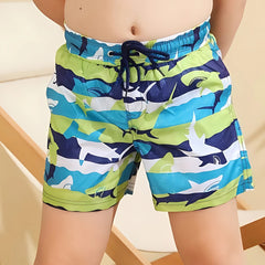 Sharks Striped Blue & Green Microfiber Swimshort