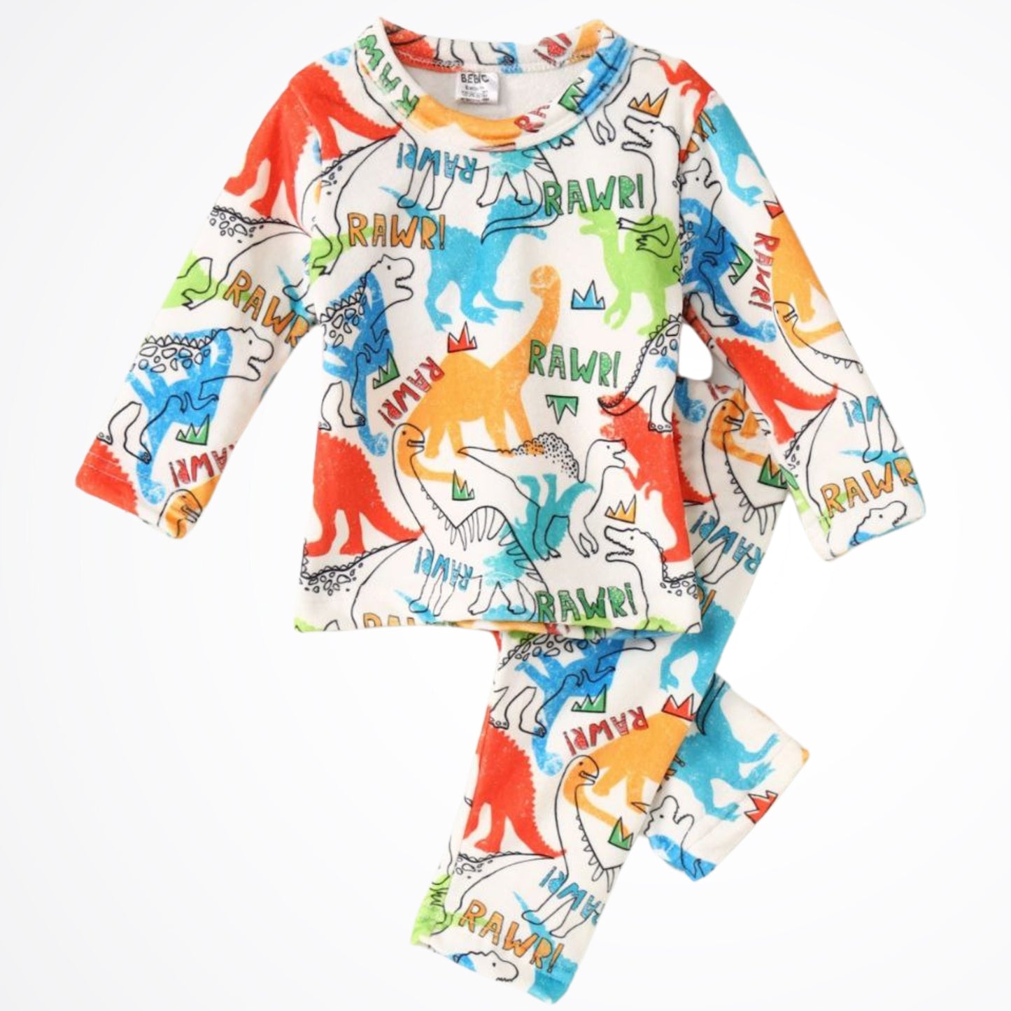 Dinosaurs White Fleece Pyjama Set