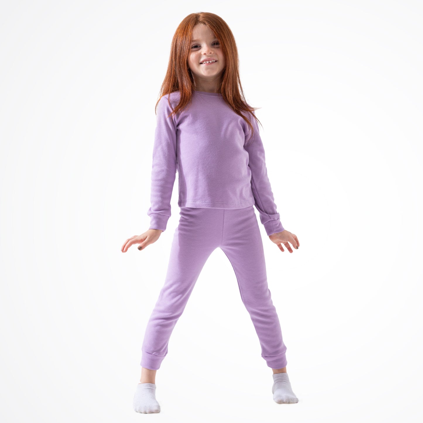 Basic Purple Cotton Thermal Pyjama Set