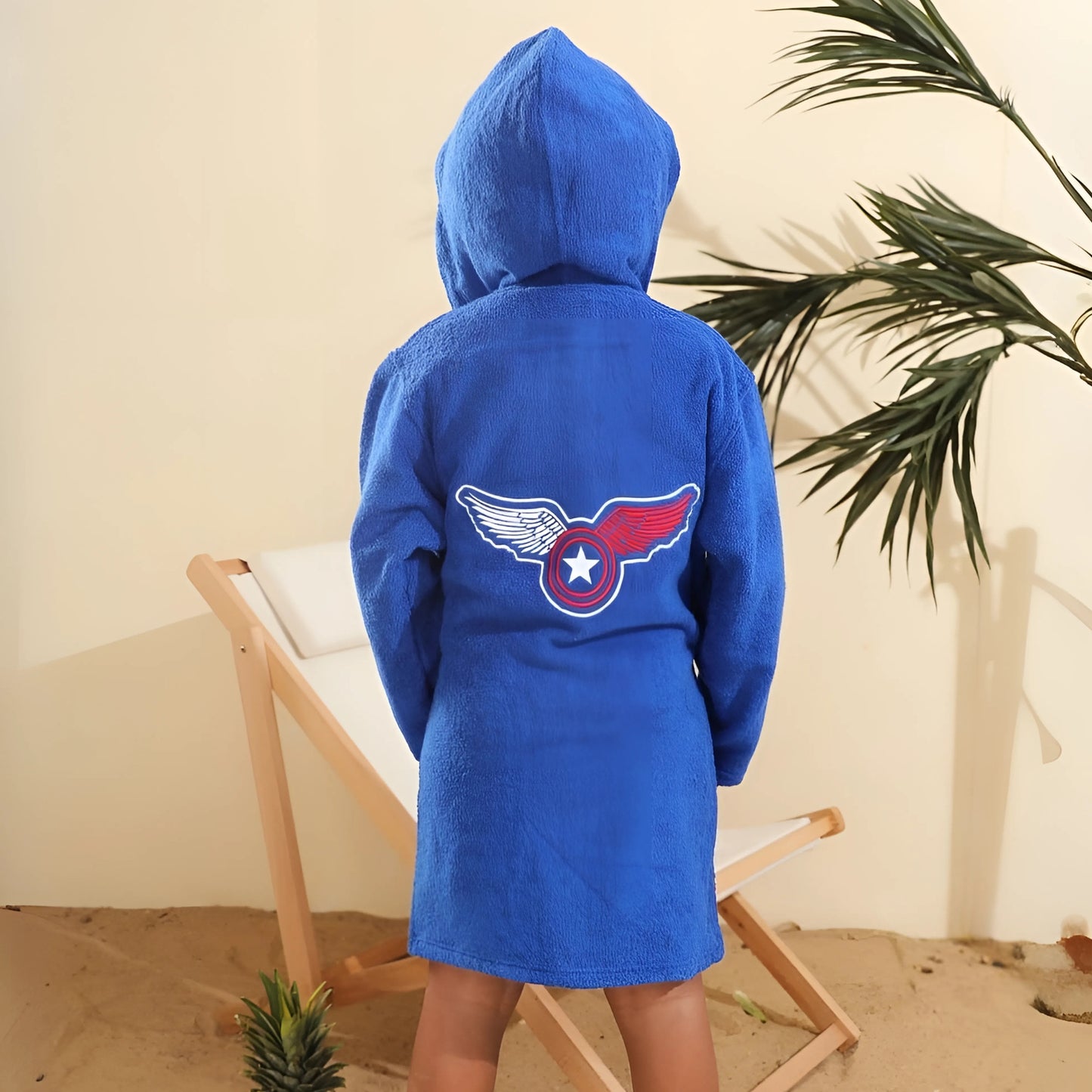 Captain America Blue Cotton Swim Robe